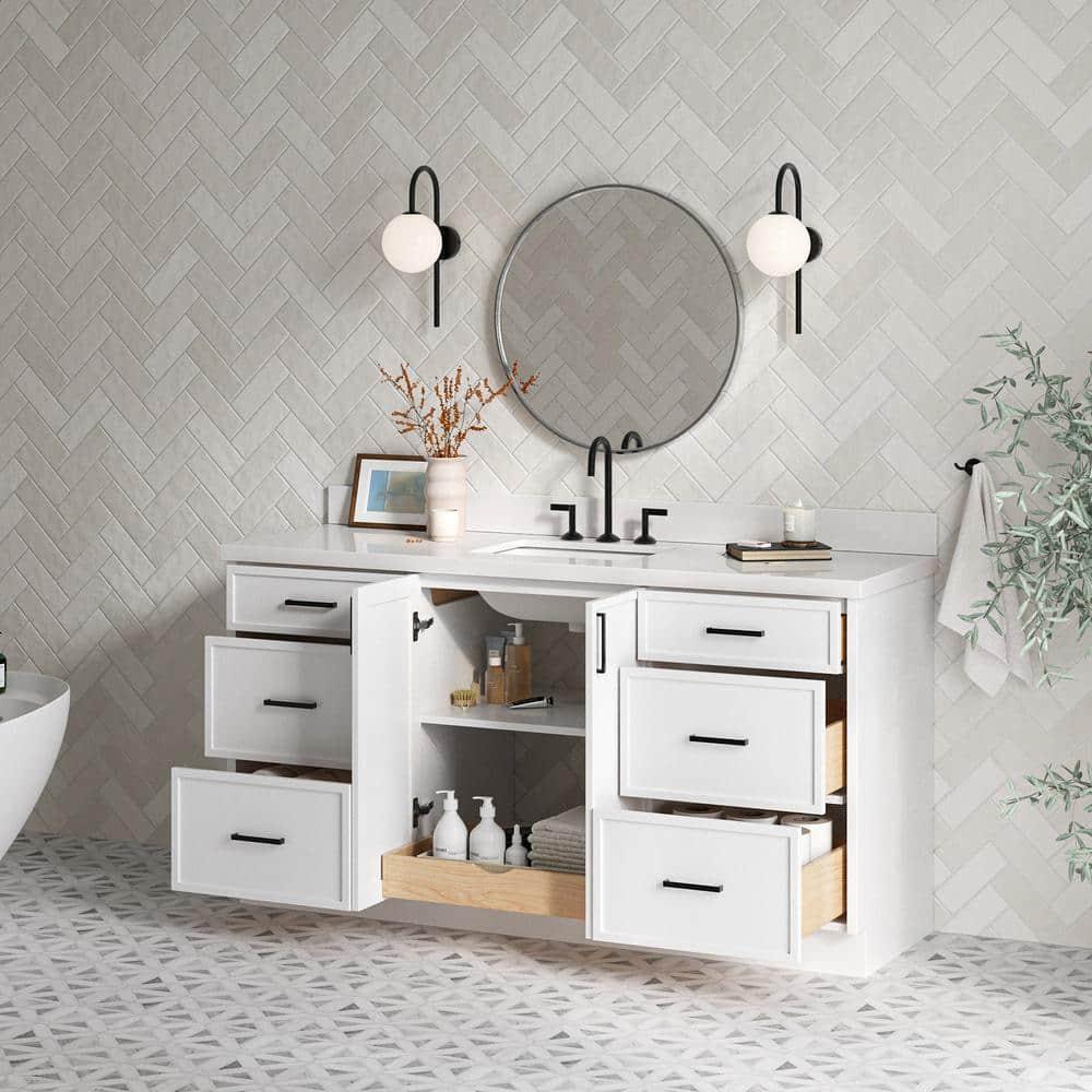 Ariel Kelly 67 Inch Single Rectangular Sink Bathroom Vanity With Pure Quartz Countertop