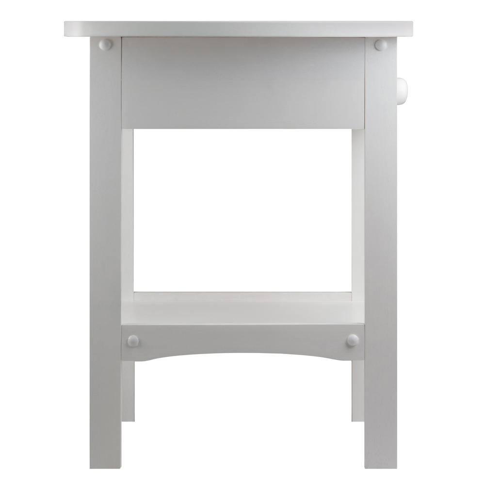 Claire Accent Table White - Winsome: Wood Composite Nightstand with Drawer & Shelf, Spot Clean