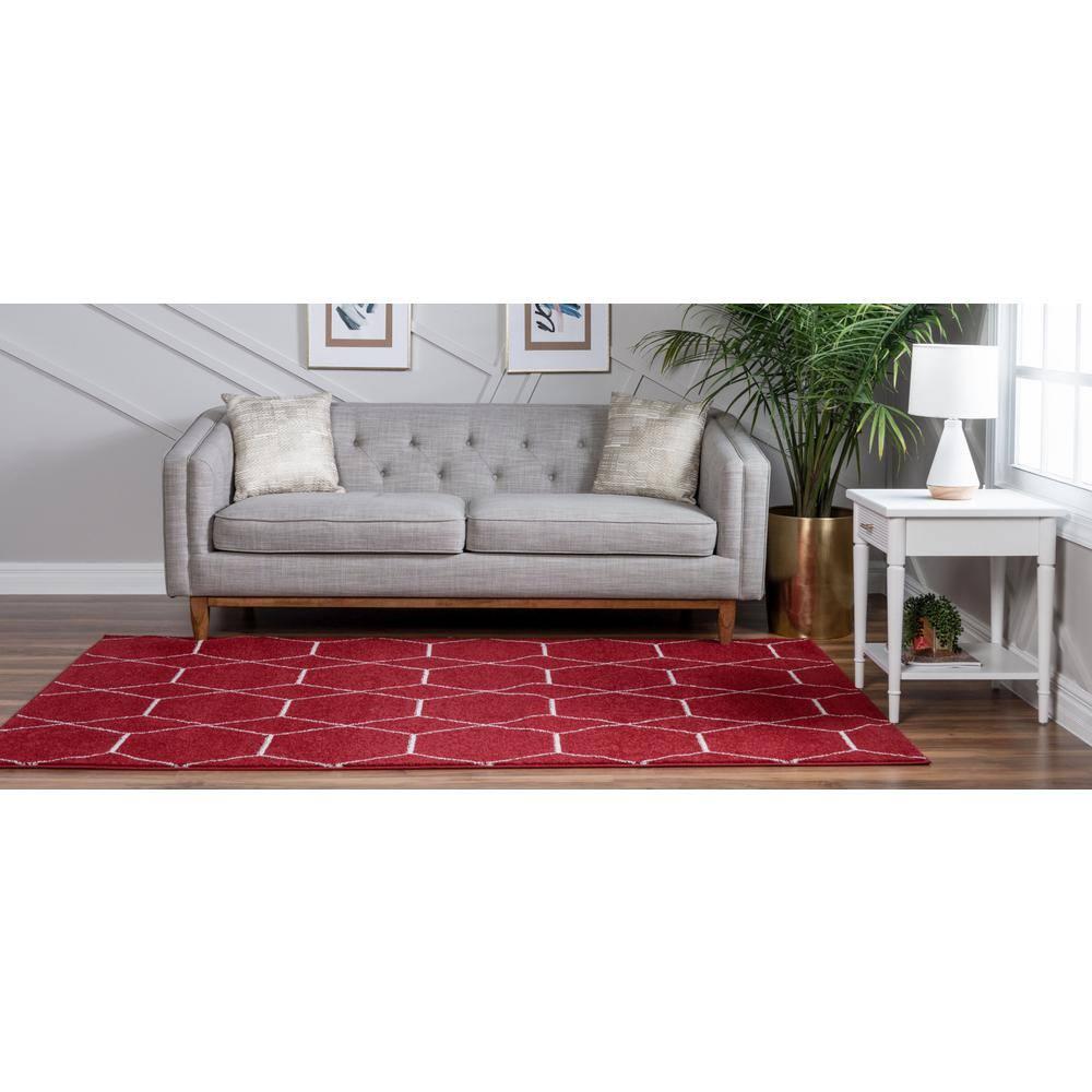 Unique Loom 8' 0 x 10' 0 Trellis Frieze Geometric Red Area Rug