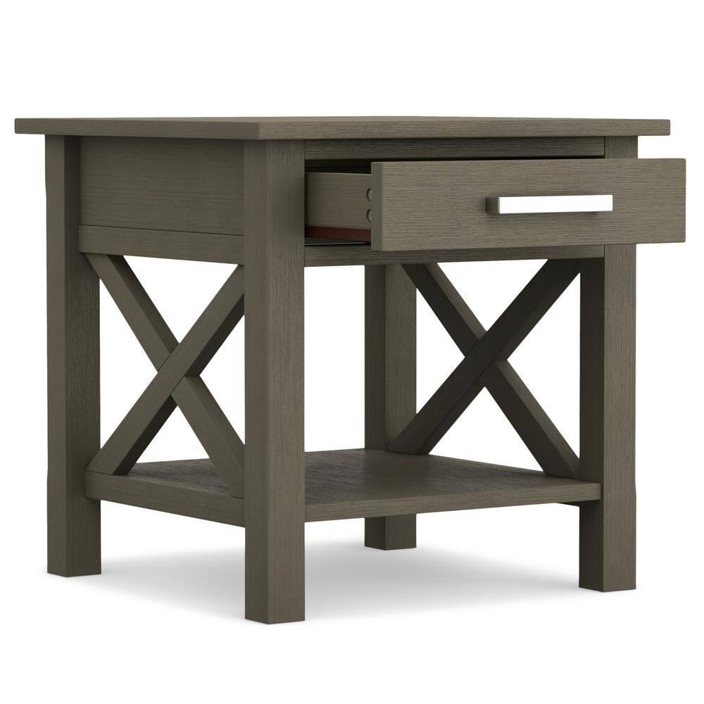 Simpli Home Kitchener Square End Table in Farmhouse Gray