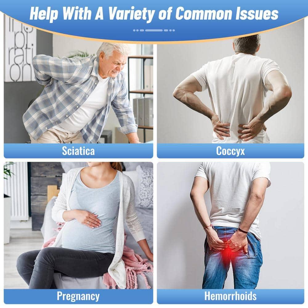 Gazechimp Donut Sitting Pillow, Tailbone Support Pad Memory Foam Comfortable Tailbone Seat Black