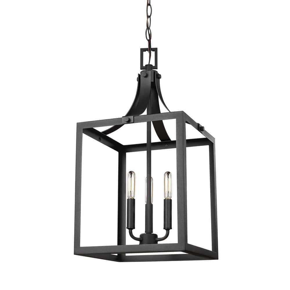 Generation Lighting Labette 3 -Light Black Traditional Square Medium Hanging Pendant light