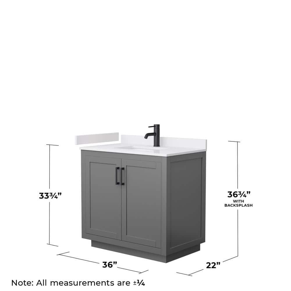 Wyndham Collection Miranda 36" Freestanding Single Bathroom Vanity with Cultured Marble Top