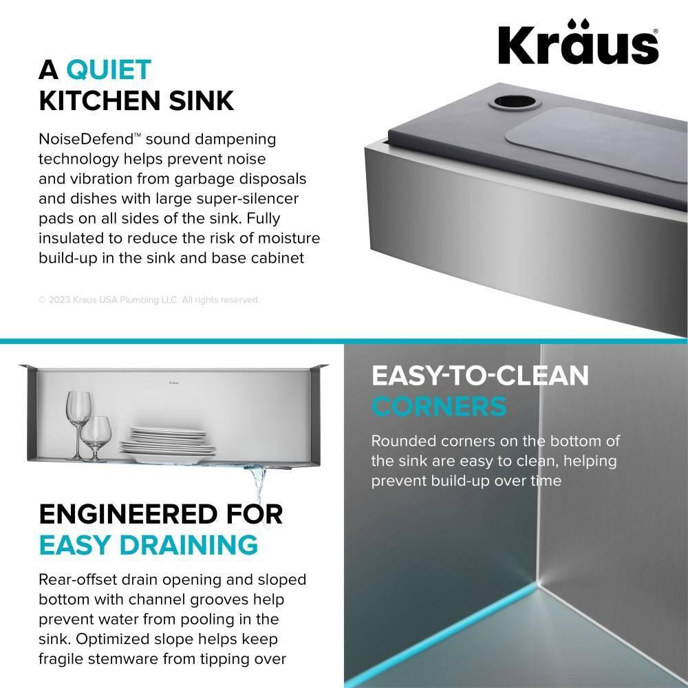 KRAUS Kore™ Workstation 33-inch 16 Gauge Stainless Steel Single Bowl Farmhouse Kitchen Sink with Accessories