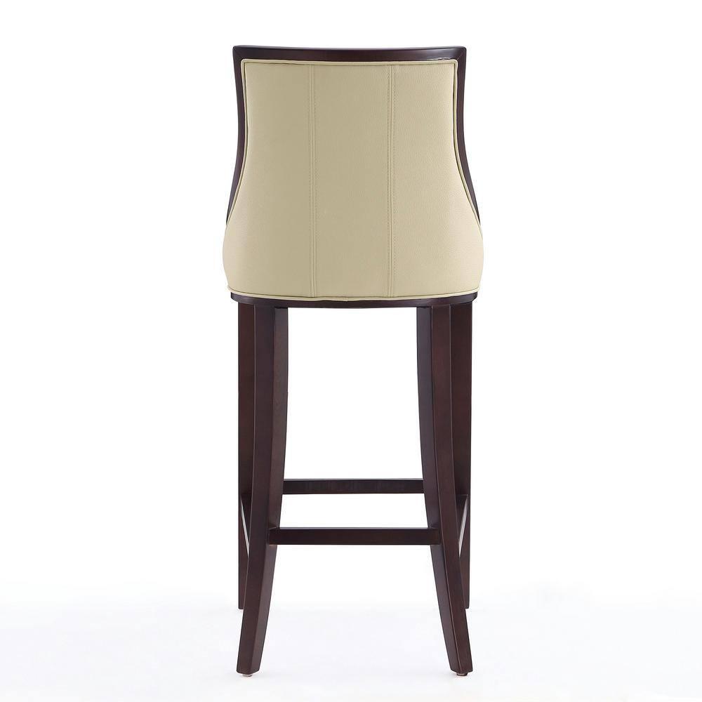 Fifth Avenue Upholstered Beech Wood Faux Leather Barstool Cream - Manhattan Comfort: Padded Back, Armless Design, Fixed Height