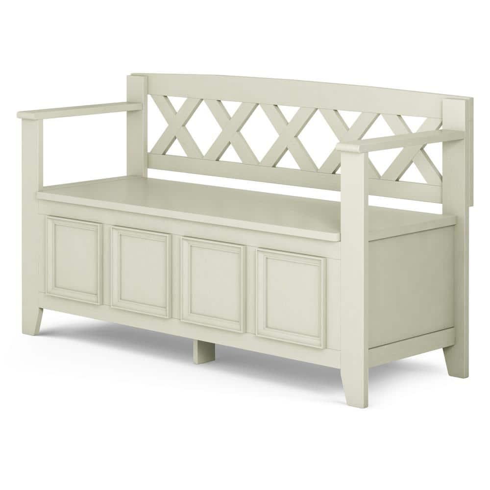 Simpli Home Amherst 48"W Solid Wood Entryway Storage Bench with Lift-Top Lid and Dual Compartments