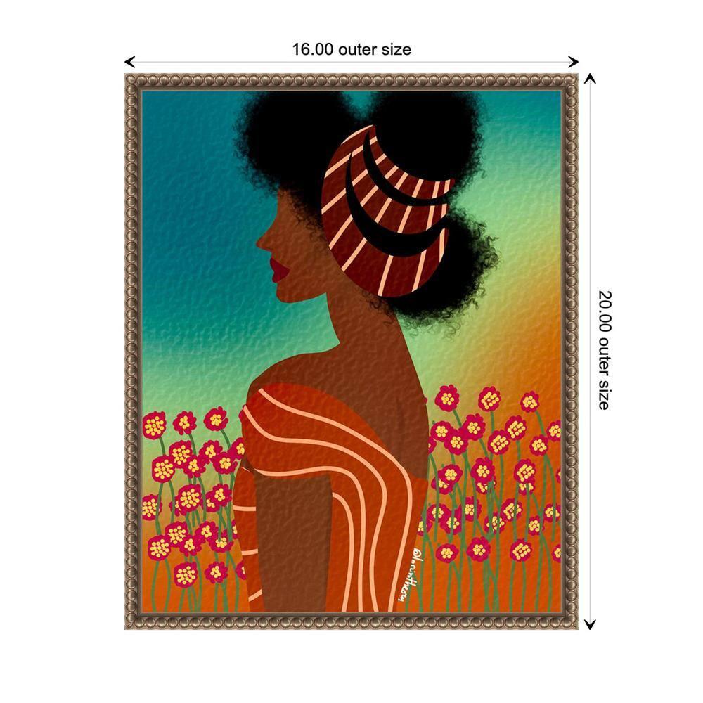 Amanti Art Lady in the Flower Field by Lorintheory Canvas Wall Art Print Framed 16 x 20-in.