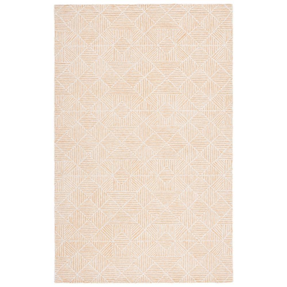Abstract ABT763 Handmade Indoor Area Rug - Gold/Ivory - 4'x6' - Safavieh