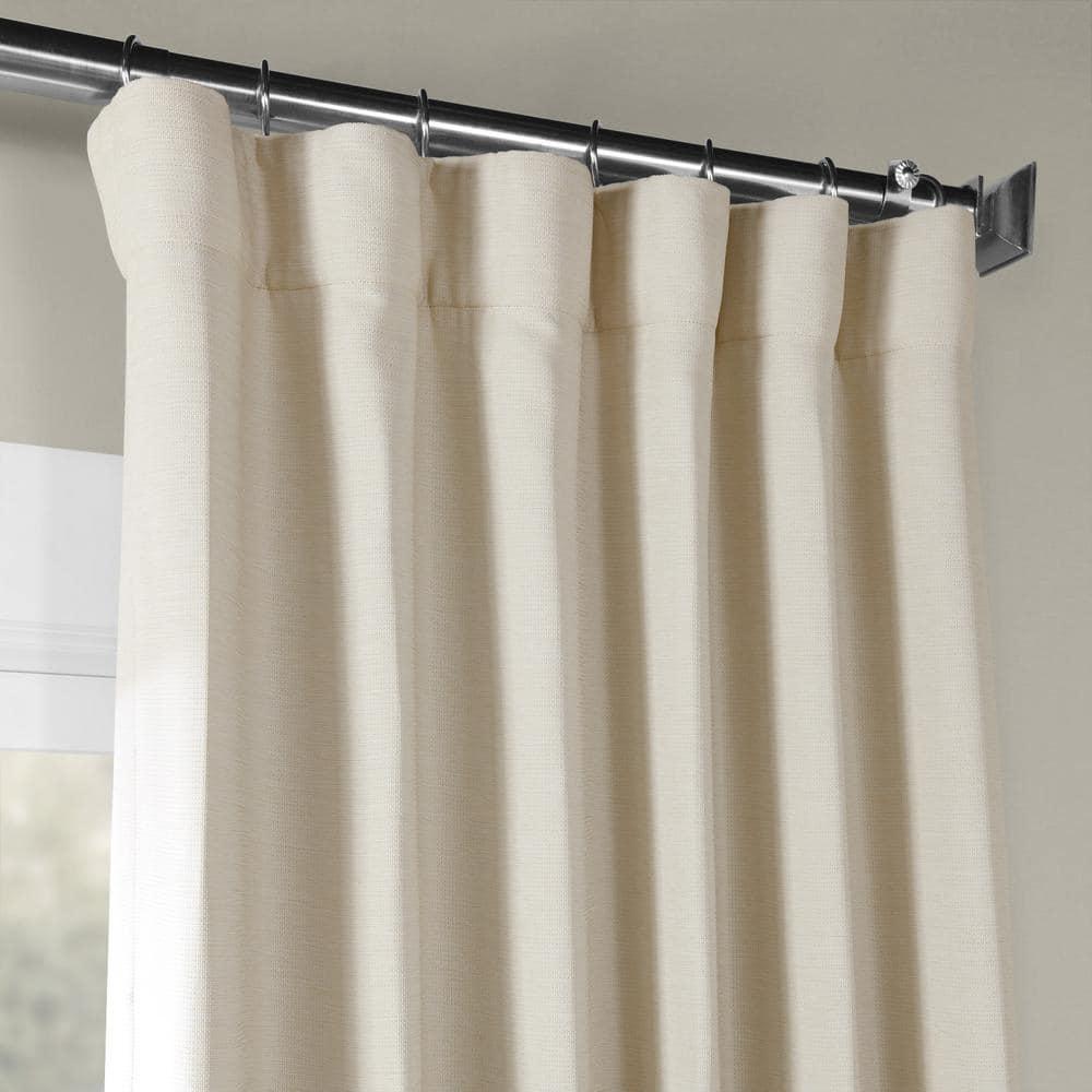 Oat Cream Textured Bellino Room Darkening Curtain - 50 in. W x 84 in. L Rod Pocket with Back Tab Single Curtain Panel