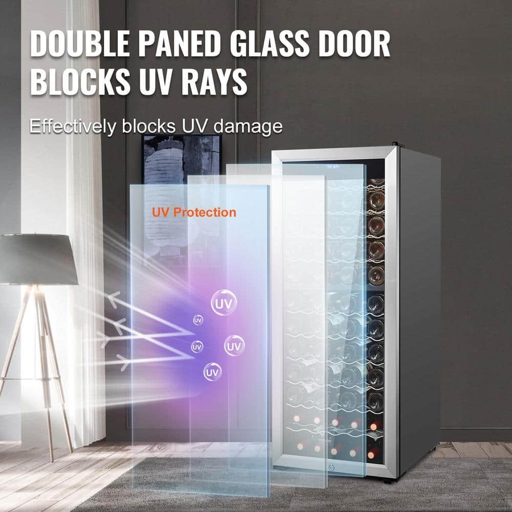 VEVOR 80-Bottle Black and Silver Dual Zone Wine Cooler with Interior Lighting
