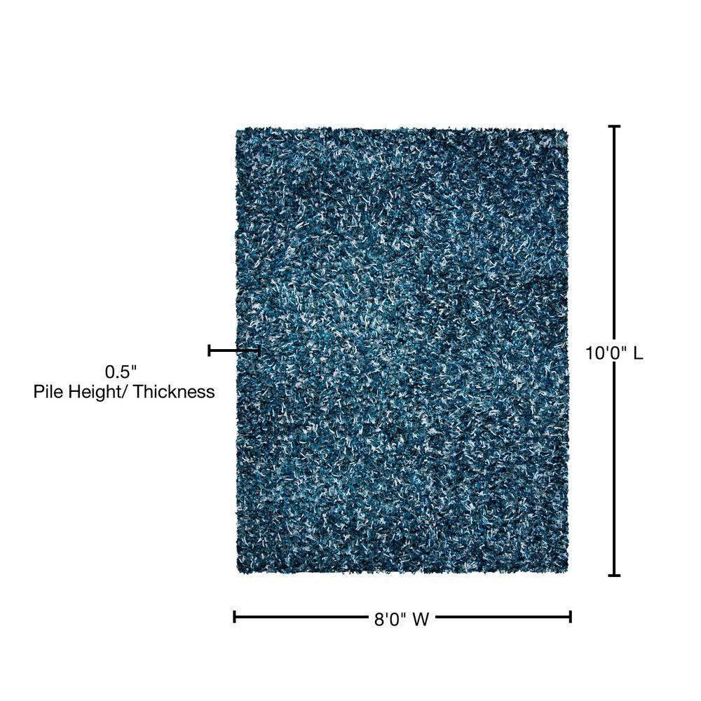 Rio Shag SG960 Hand Loomed Indoor Area Rug - Navy/Ivory - 8'x10' - Safavieh