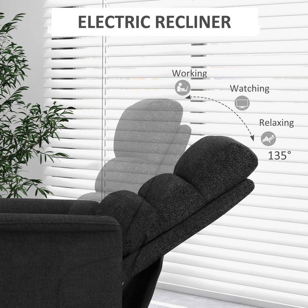 HOMCOM Electric Power Lift Recliner Chair for the Elderly, Fabric Lift Chair with Remote Control, Side Pockets for Living Room, Black