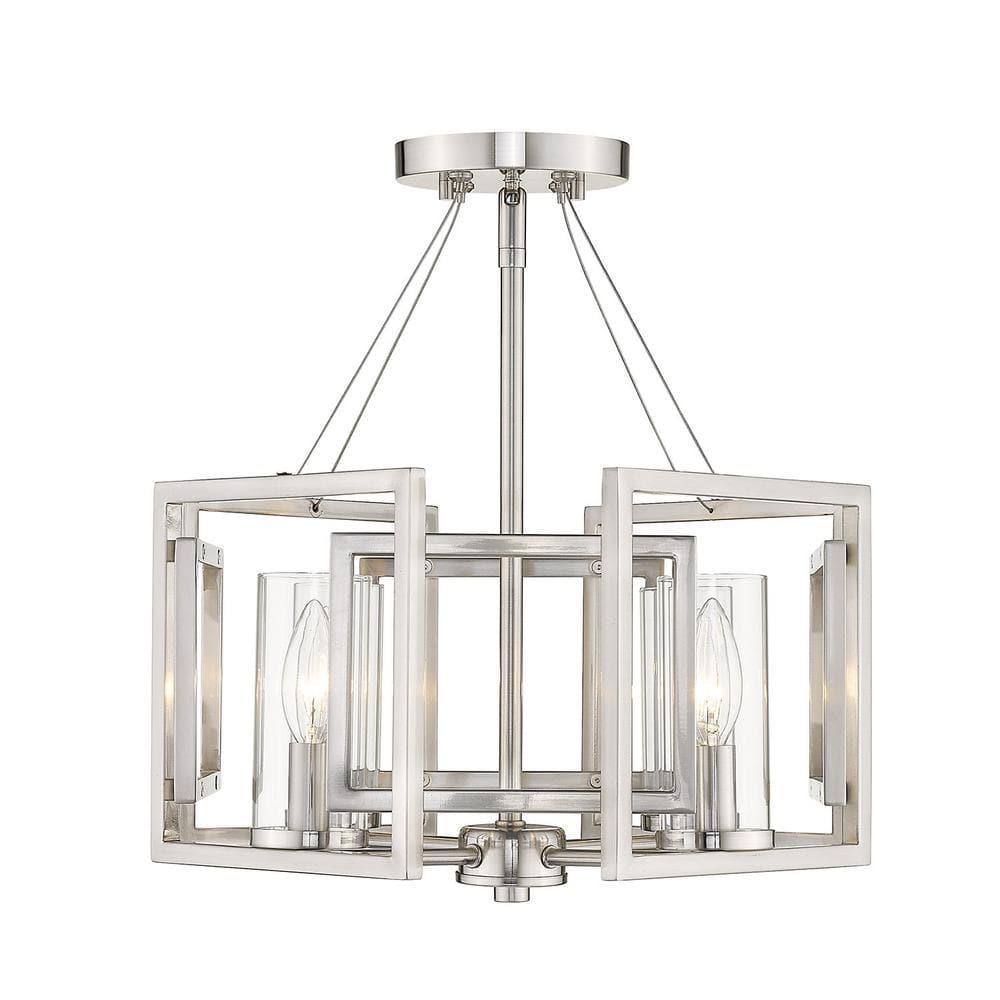 Golden Lighting Marco 4-Light Semi-flush in Pewter with Clear Glass