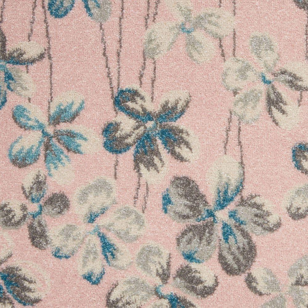 Nourison Tranquil 5'3" X 7'3" (5' x 7') Pink Area Rug Bohemian Botanical Vine and Bloom by Nourison
