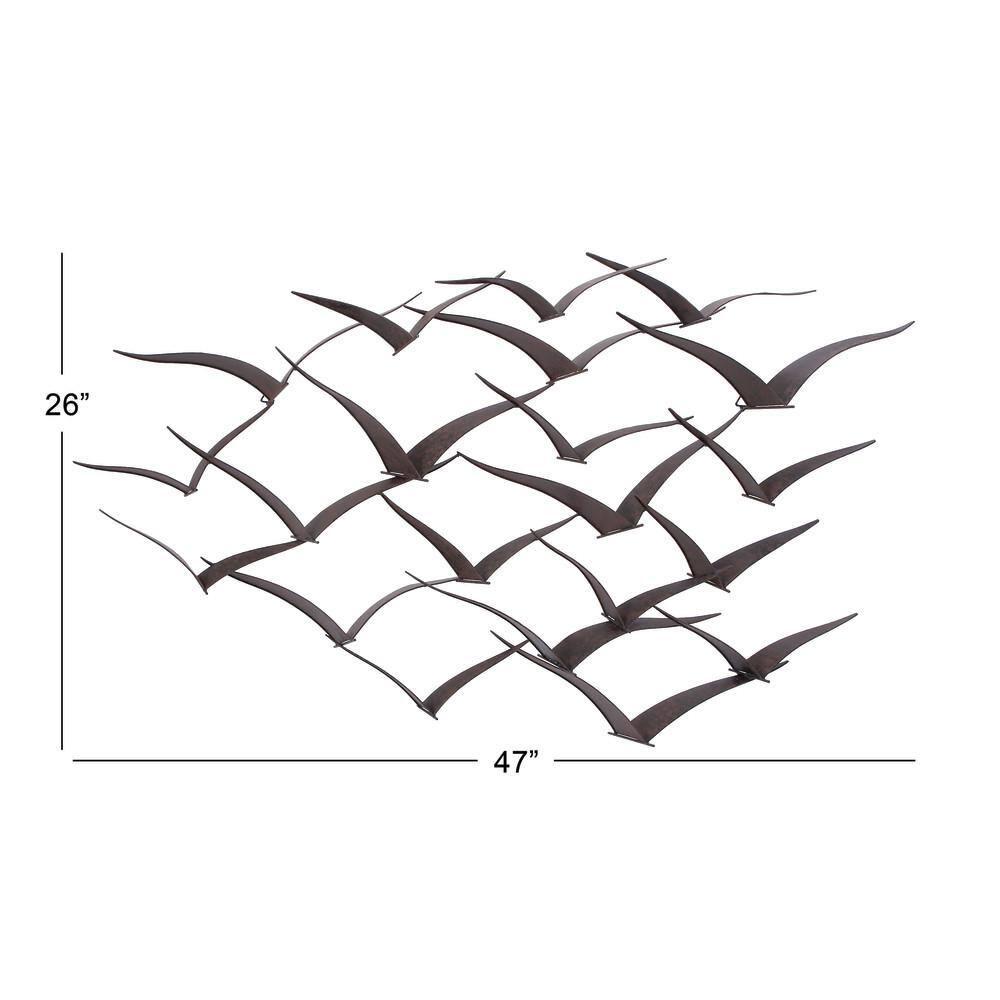 DecMode Black Metal Sleek Flying Flock Of Bird Wall Decor