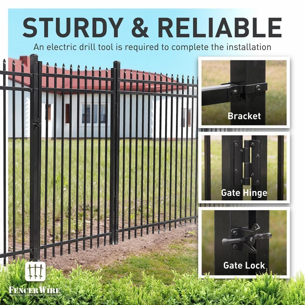Fencer Wire Heavy Duty Pinnacle Fence Barrier Panel, 5FT Height X 8FT Width Anti-Rust Metal Fencing Panel, 2” Diameter Steel Outdoor Decorative Garden Fence Panel for Yard, Pool, Patio, Single Panel