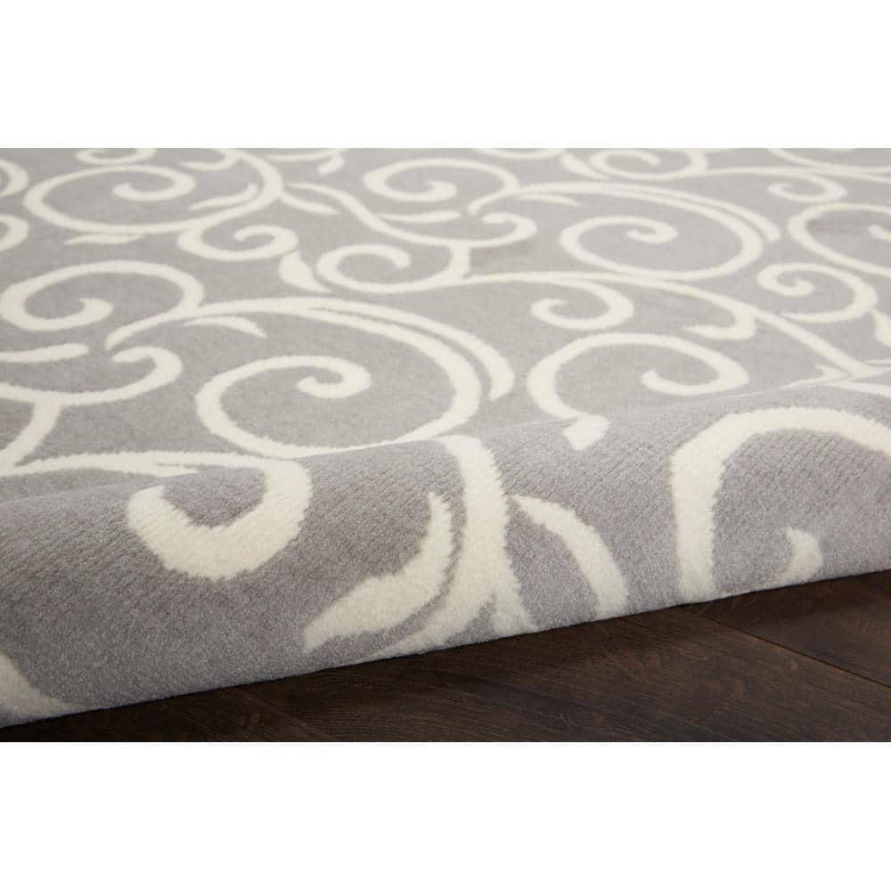 Nourison Grafix 5'3" x 7'3" (5' x 7') Grey Area Rug Bohemian Contemporary Botanical by Nourison