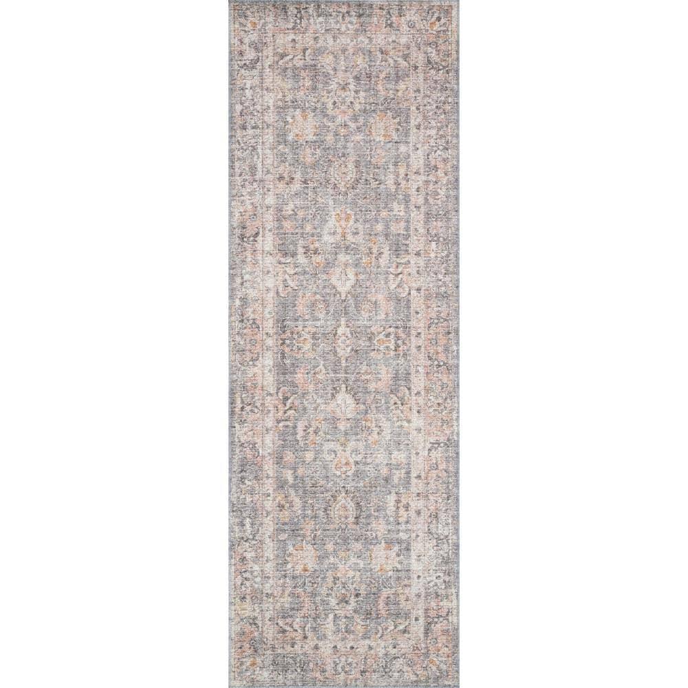 Skye Grey/Apricot 6' x 9' Printed Oriental Area Rug