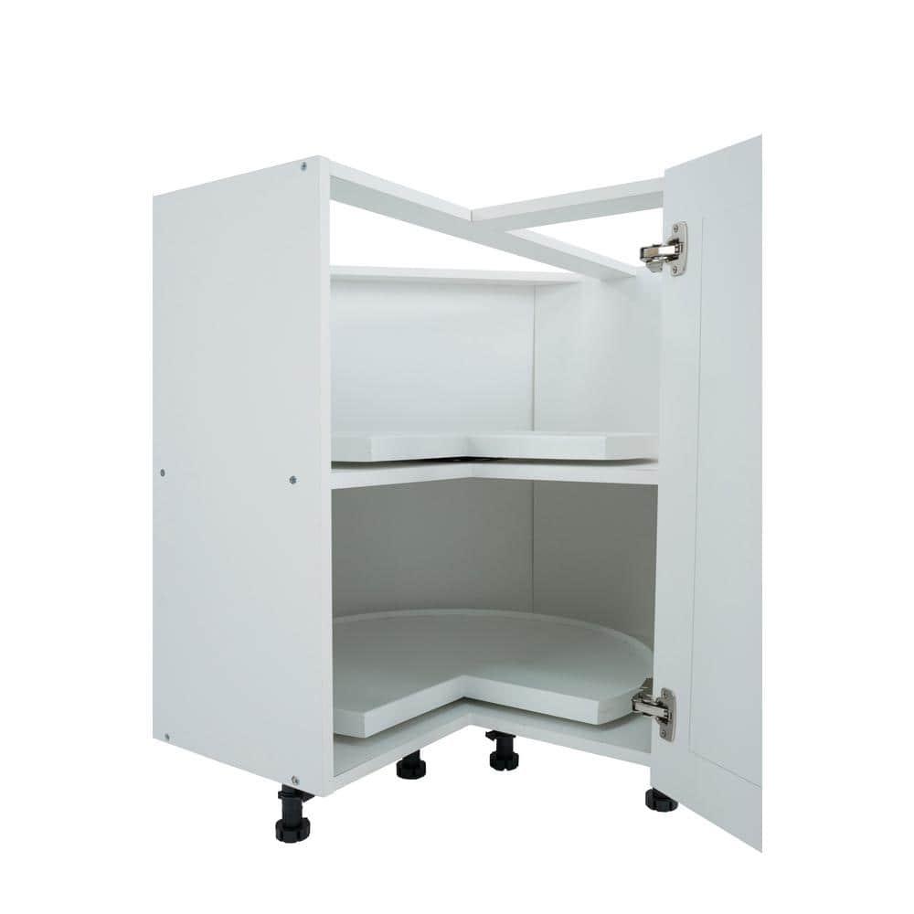 Cambridge Quick Assemble Modern Style, Shaker White 36 in. Lazy Susan Base Kitchen Cabinet