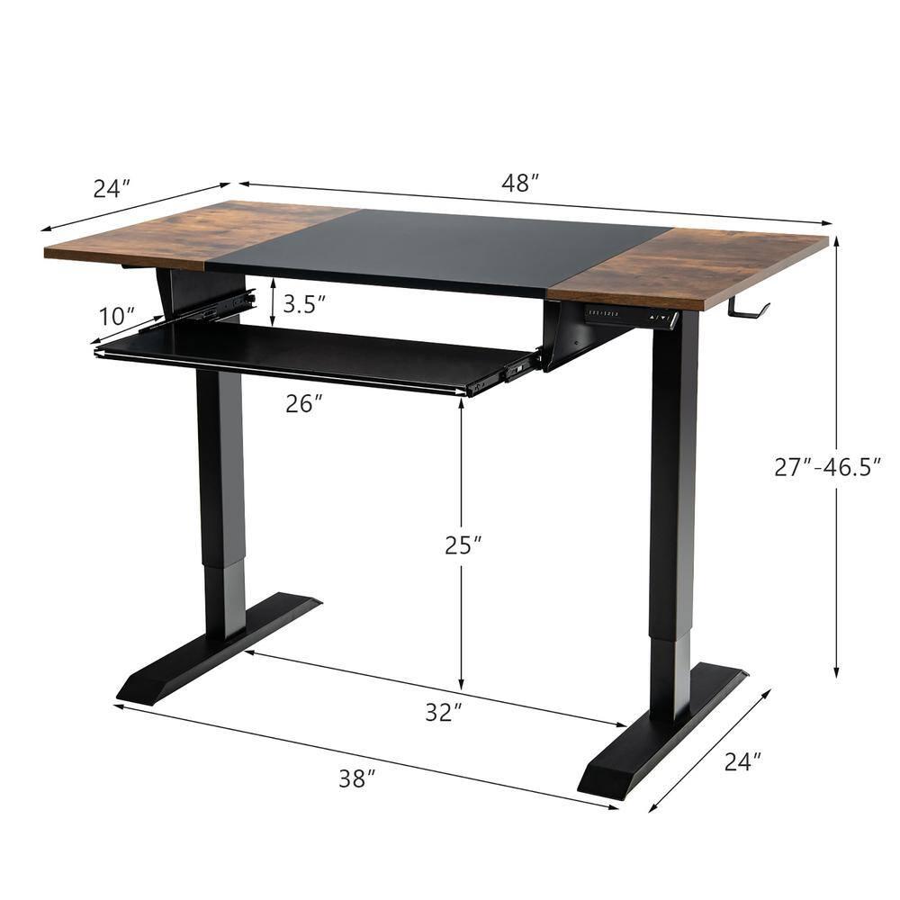 Costway 48'' Electric Sit to Stand Desk Adjustable Workstation w/ Keyboard Tray Black