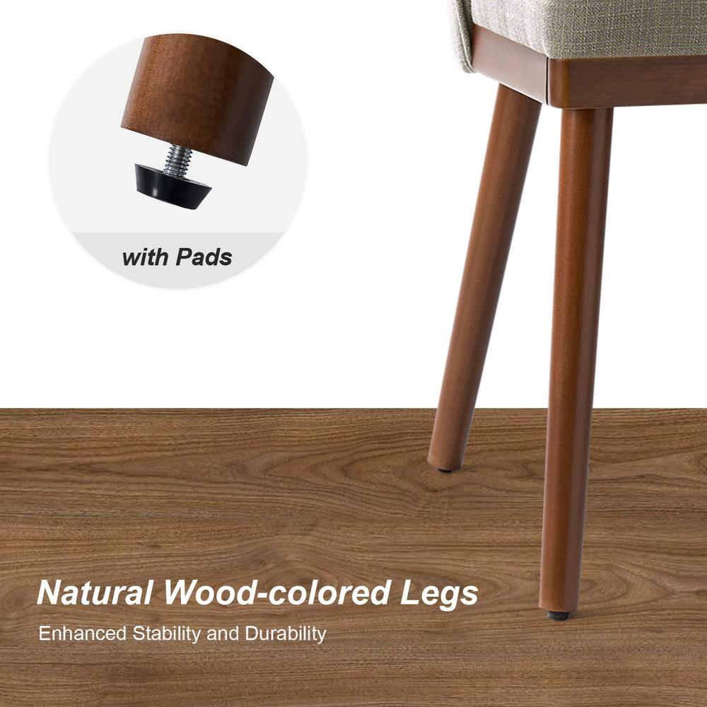 Dining Chairs Set of 2,Dining Chairs with Fabric Upholstered and Solid Wood Legs,Kitchen Side Chair,Thick Cushions Seat,Easy Assembly for Dining Room Living Room Bedroom (Beige)