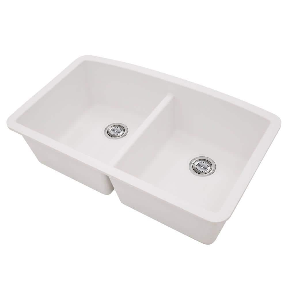 MSI WAY-QTZ-DBSNK-5050-003 Quartz 32"x19" Undermount 50/50 Double Bowl Kitchen Sink