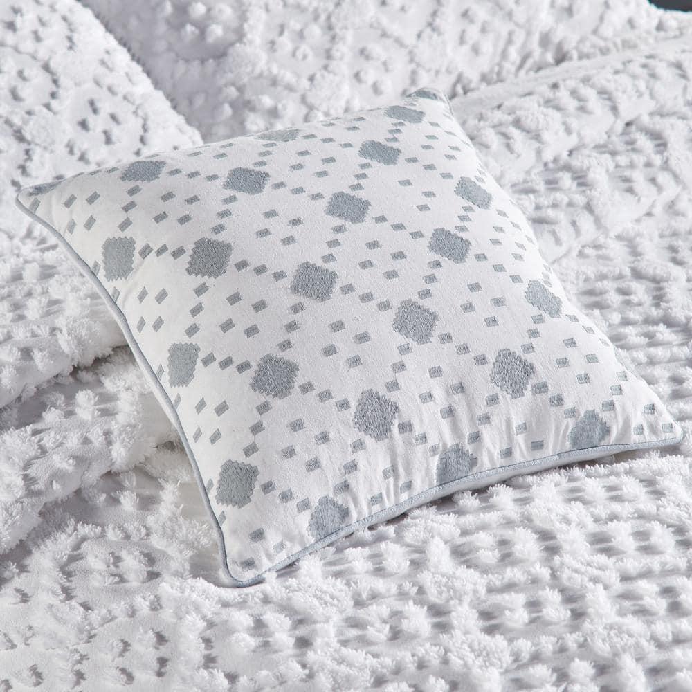 Better Trends Charleston Collection 100% Cotton Bedding sets, Machine Washable Soft and Breathable 4-piece Chenille Bedspread & Sham with Geometric Embroidery, All season