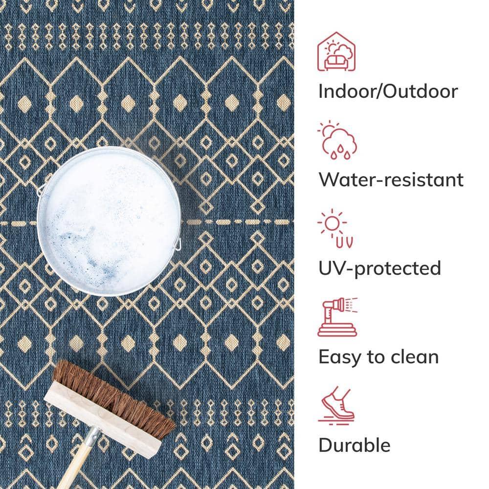 Marshanna Nord Trellis Blue Indoor/Outdoor Flat-Weave Area Rug