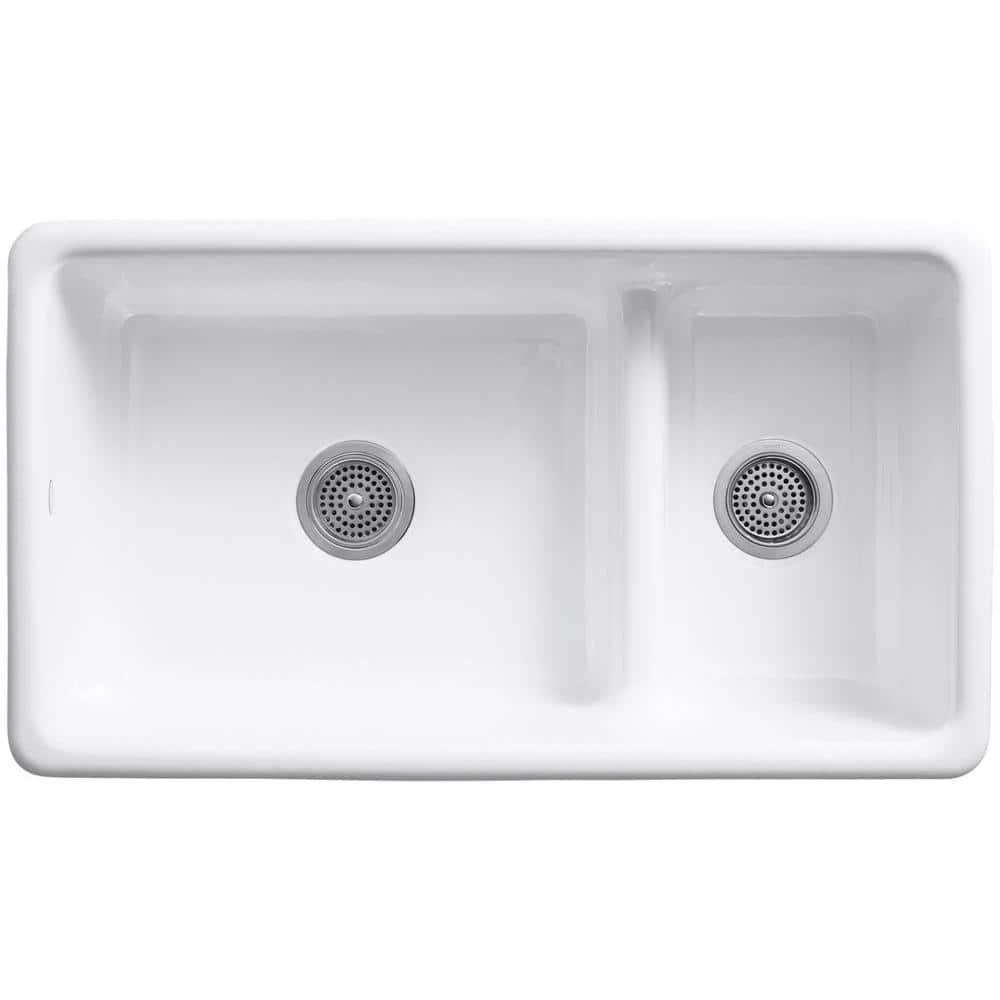 Iron Tones 33" L x 18.75" W Large/Medium Double-Bowl Kitchen Sink