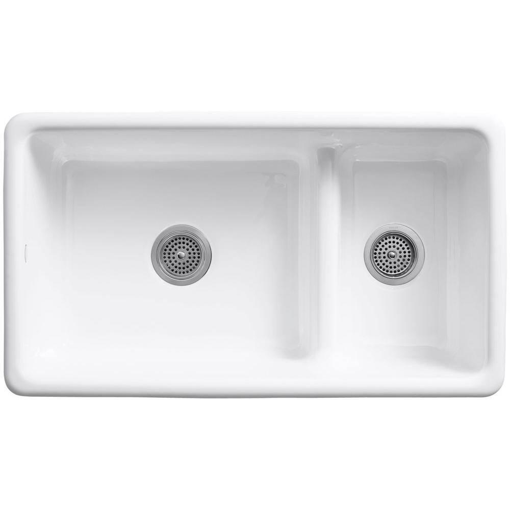 Iron Tones 33" L x 18.75" W Large/Medium Double-Bowl Kitchen Sink