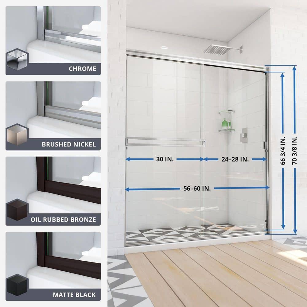 DreamLine Alliance Pro BG 56-60 in. W x 70 3/8 in. H Semi-Frameless Sliding Shower Door