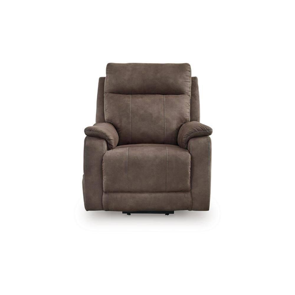 Benjara Mead Power Recliner Chair, Heat, Massage, 35 Inch Faux Leather