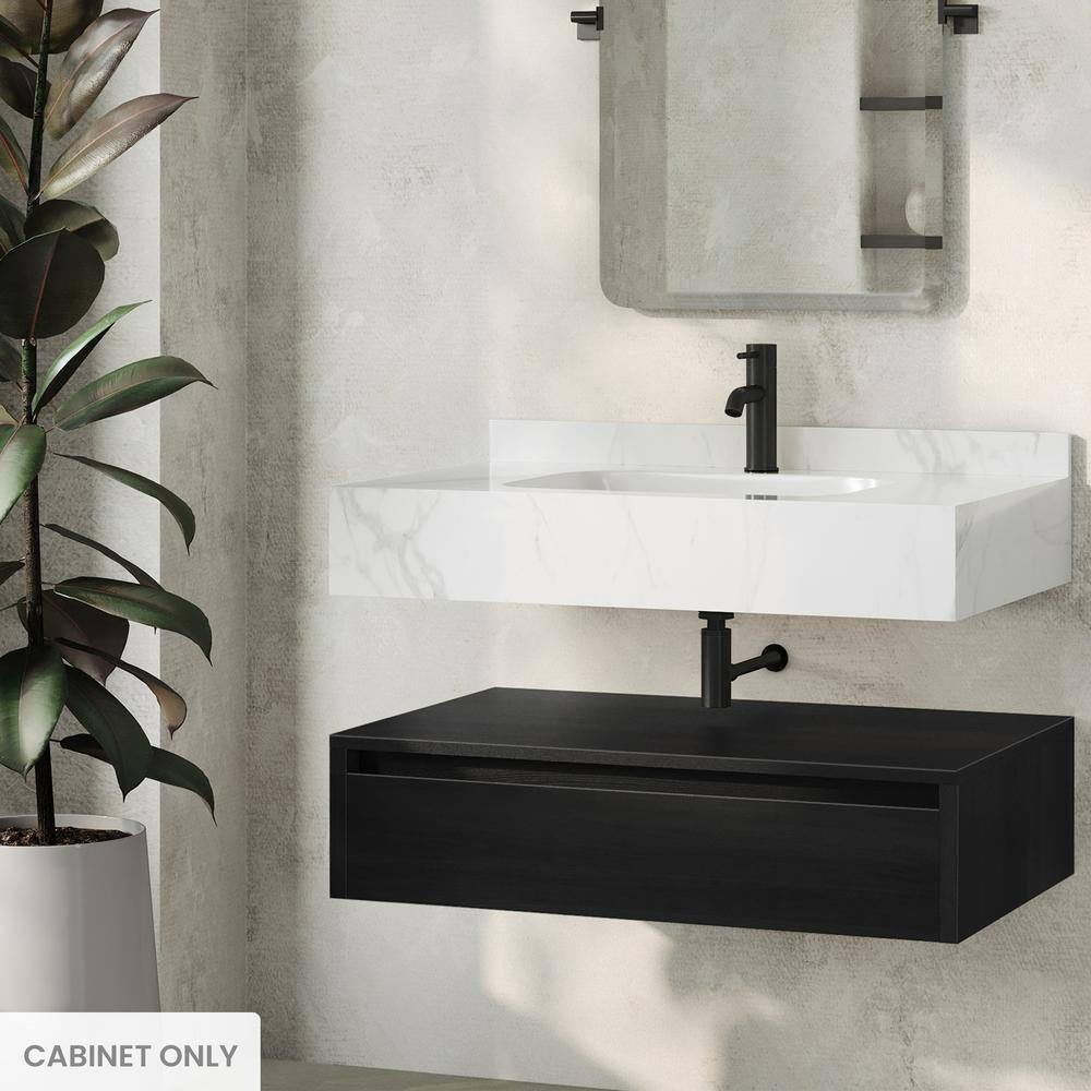 Swiss Madison Avancer 36" Wall-Mounted Bathroom Vanity Cabinet without Top in Black Oak