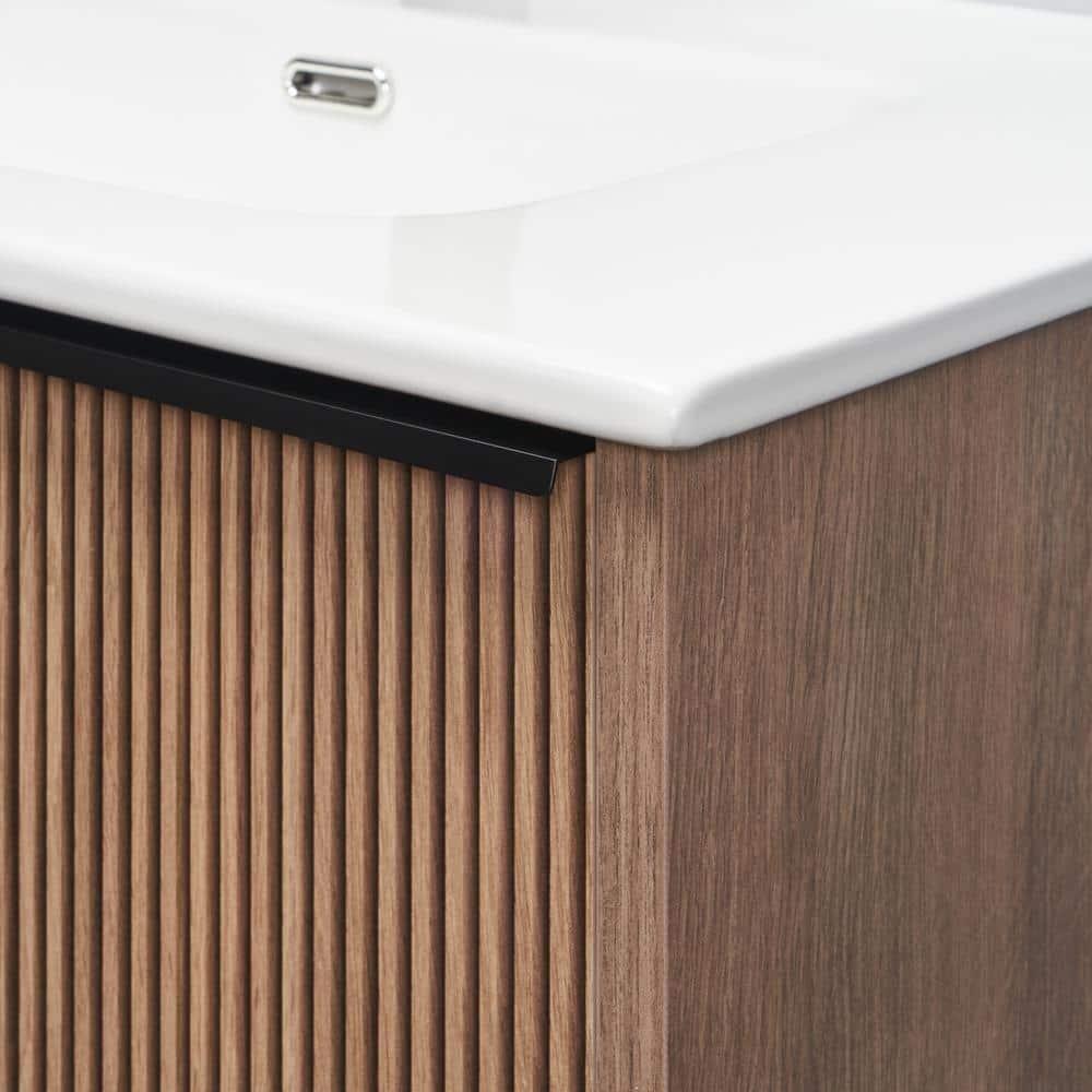 Demeter Art Black 40 in. W x 18.1 in. D x 22.8 in. H Deco Wall Mounted Vanity with Single Sink and White Ceramic Top