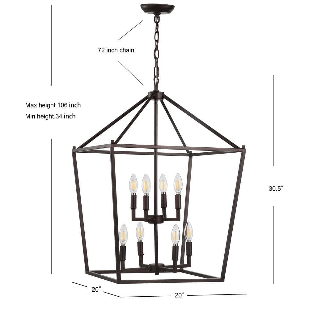 Pagoda 20" 8-Bulb Lantern Metal LED Pendant, Oil Rubbed Bronze