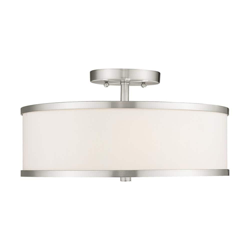 Livex Lighting Park Ridge 3 - Light Semi-Flush Mount in  Brushed Nickel