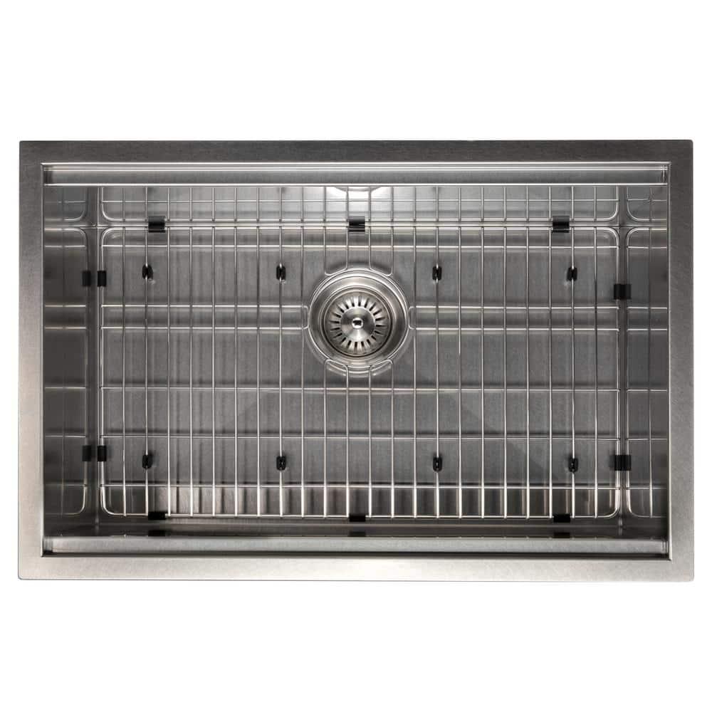 ZLINE 27 in. Garmisch Undermount Single Bowl DuraSnow Stainless Steel Kitchen Sink W/ Bottom Grid & Accessories (SLS-27S)