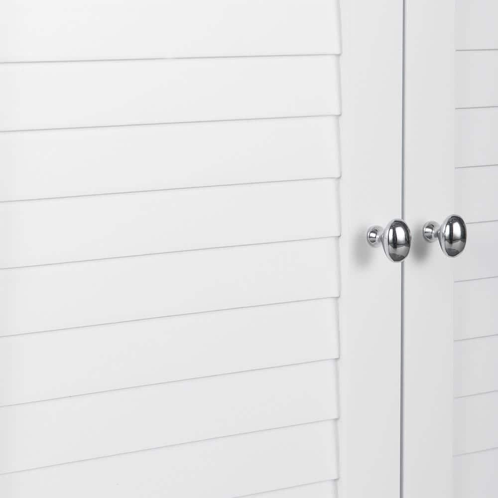 White Engineered Wood Bathroom Floor Cabinet with Adjustable Shelving