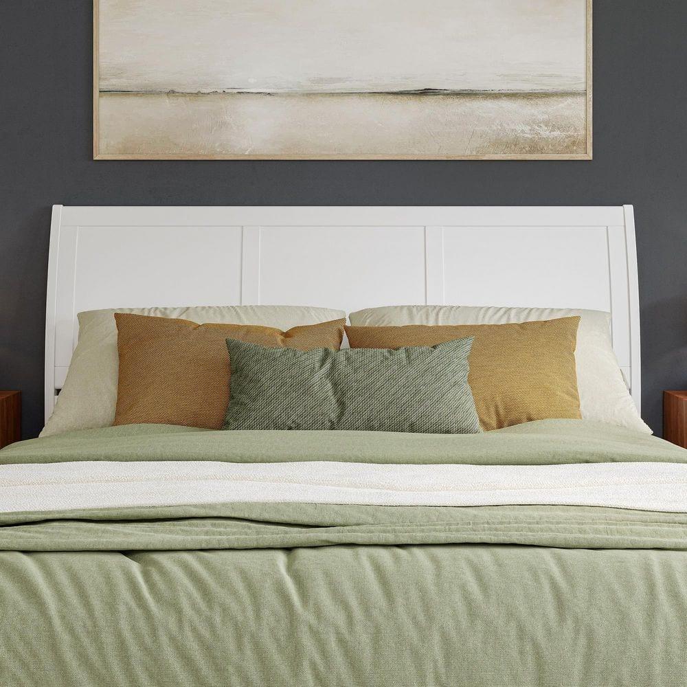 AFI Portland King Sleigh Solid Wood Panel Headboard with Attachable Charger, White