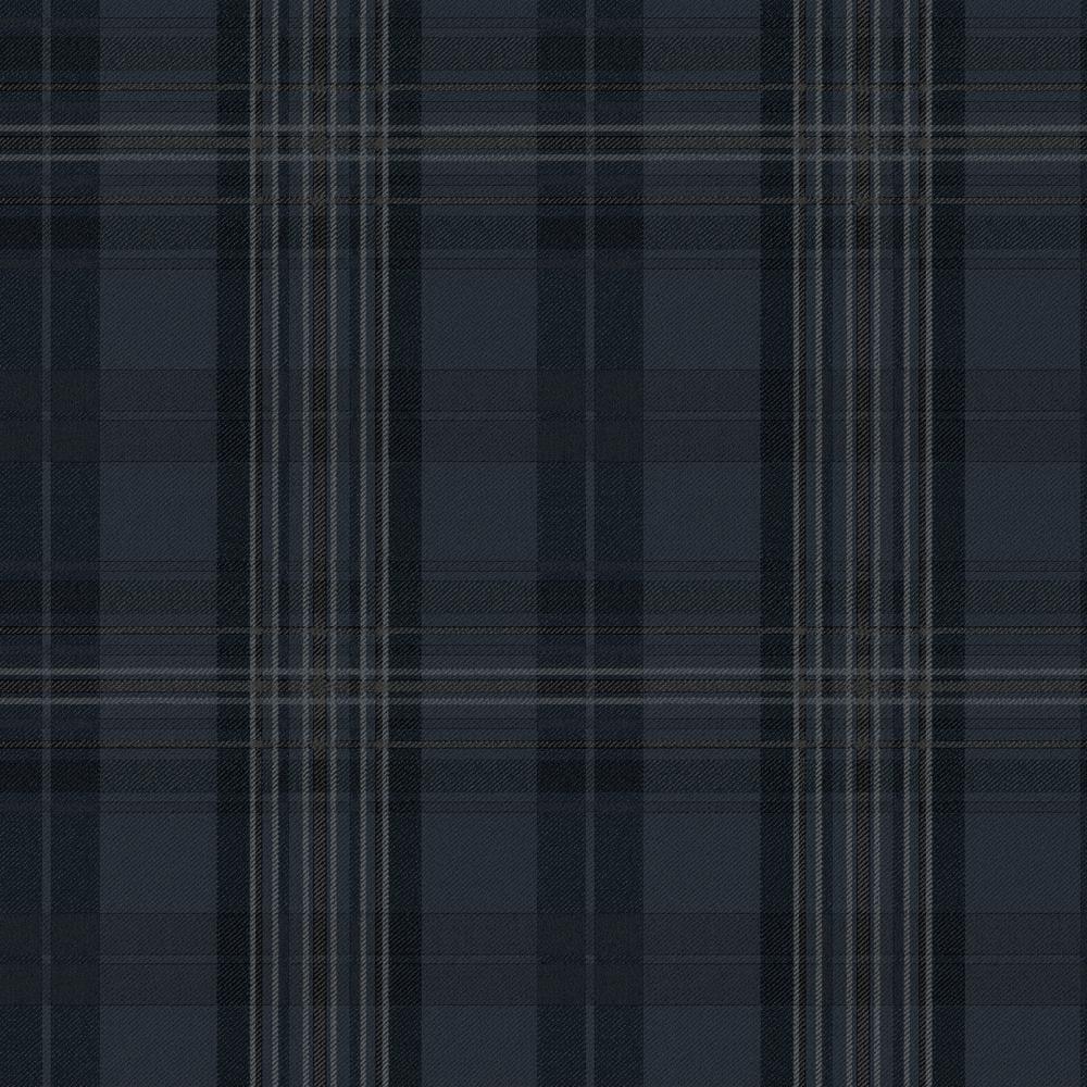 Austin Navy Blue and Light Blue Plaid Prepasted Wallpaper