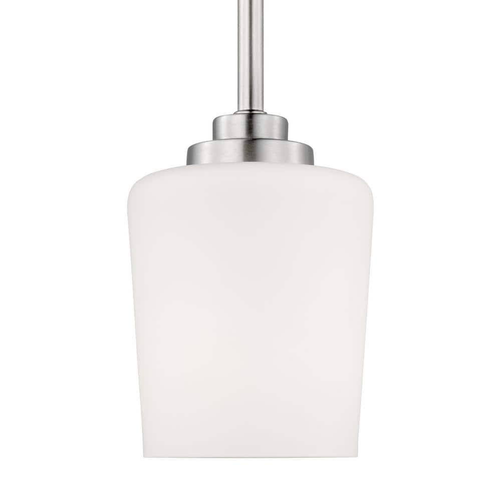 Windom Transitional Mini-Pendant in Brushed Nickel with Etched Opal Glass