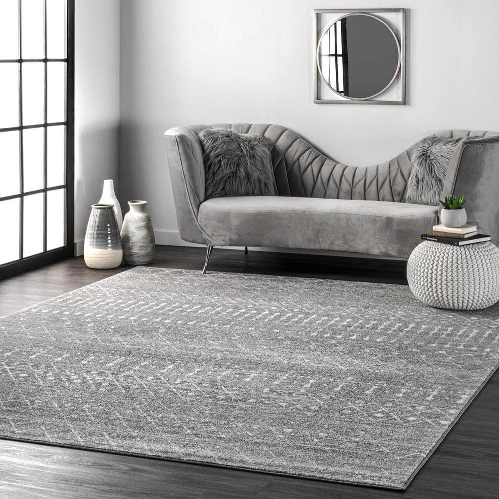 Handmade Dark Grey Geometric Oval 5' x 7' Synthetic Rug