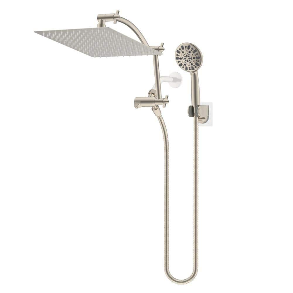 High Pressure All Metal 12" Rainfall Shower Head Combo,7-spray Handheld Shower, Adjustable Extension Arm