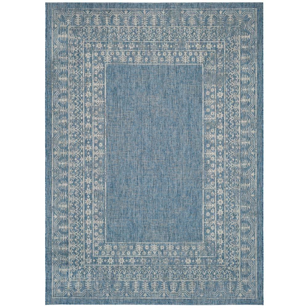 Courtyard CY8482 Power Loomed Indoor/Outdoor Area Rug - Navy/Gray - 5'3"x7'7" - Safavieh.