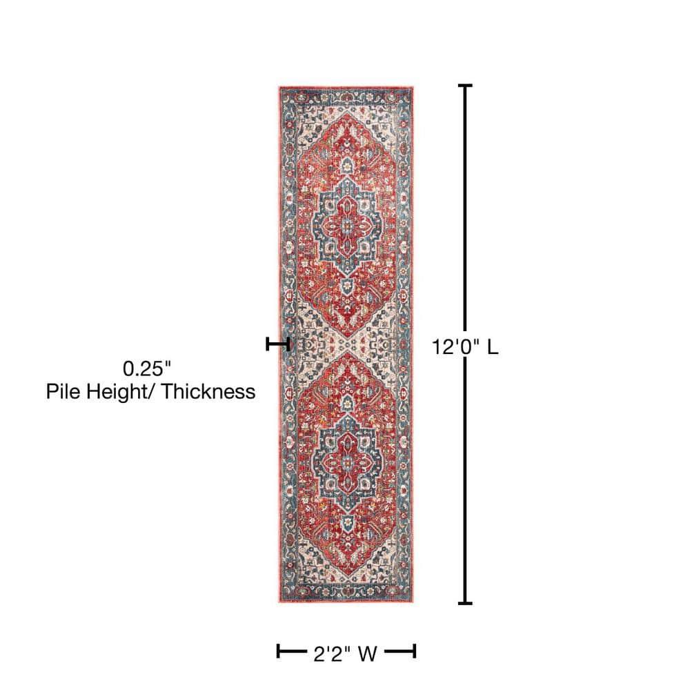 Vintage Persian VTP479 Power Loomed Runner Rug - Red/Blue - 2'2"x12' - Safavieh.