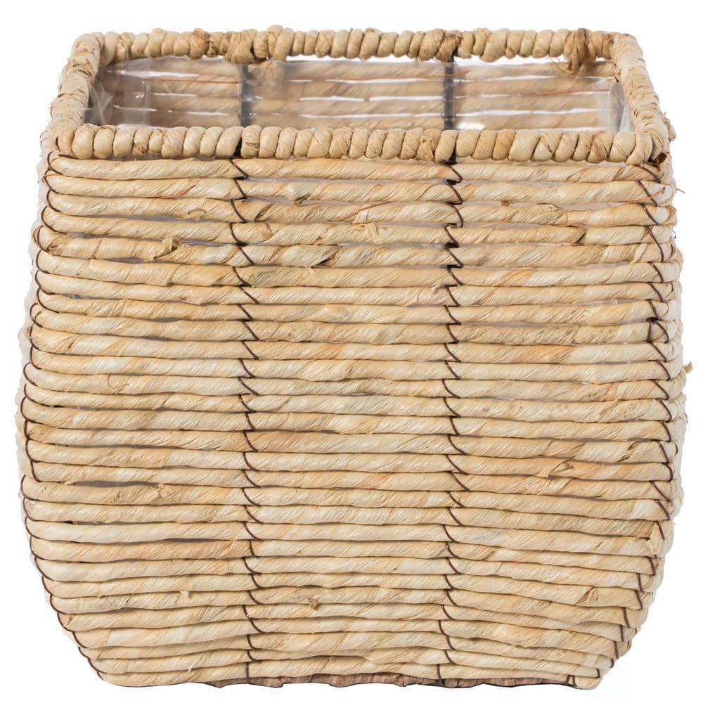 Vintiquewise Woven Square Flower Pot Planter with Leak-Proof Plastic Lining - Medium
