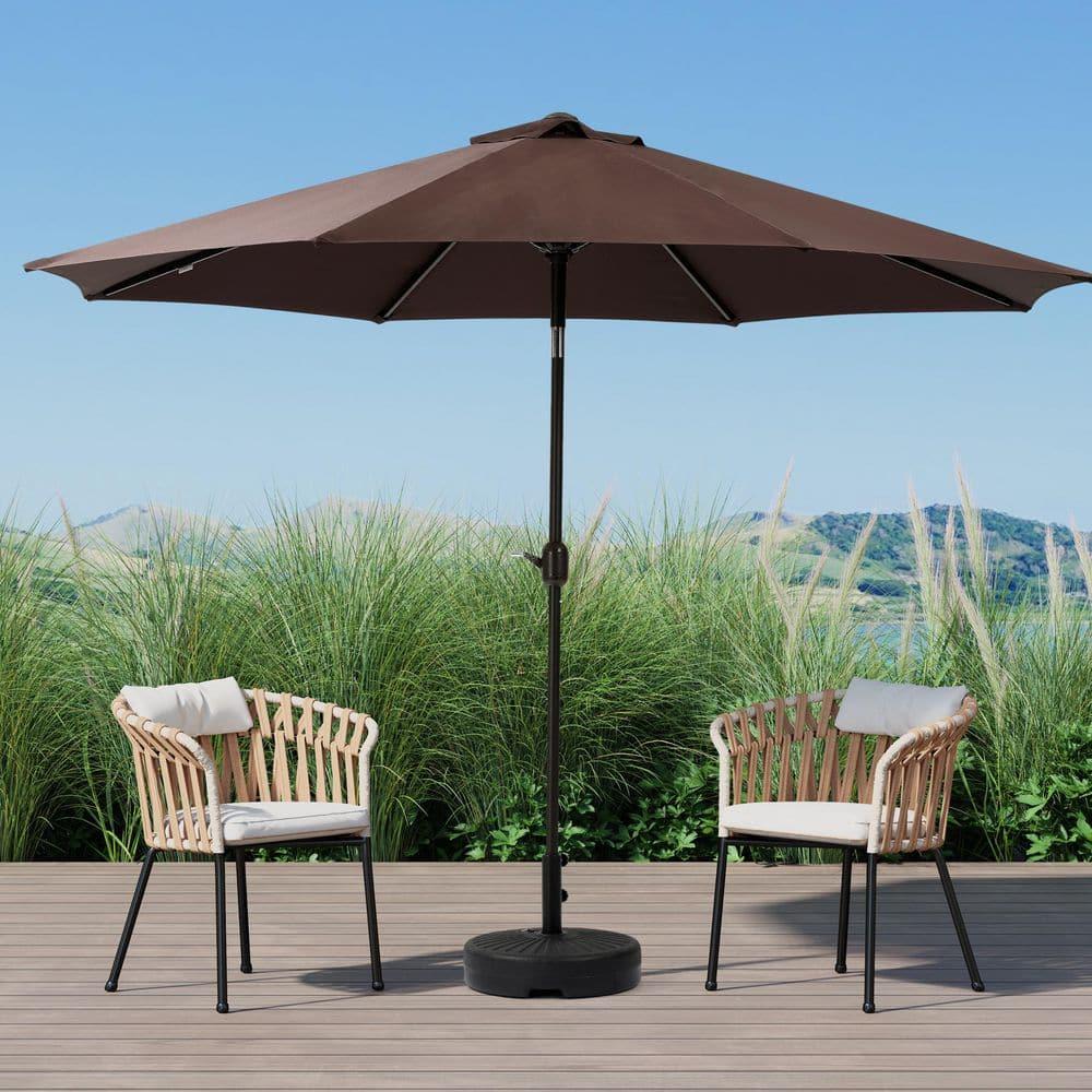 WestinTrends 9 Ft Outdoor Patio Market Table Umbrella with Tilt and Crank, Coffee