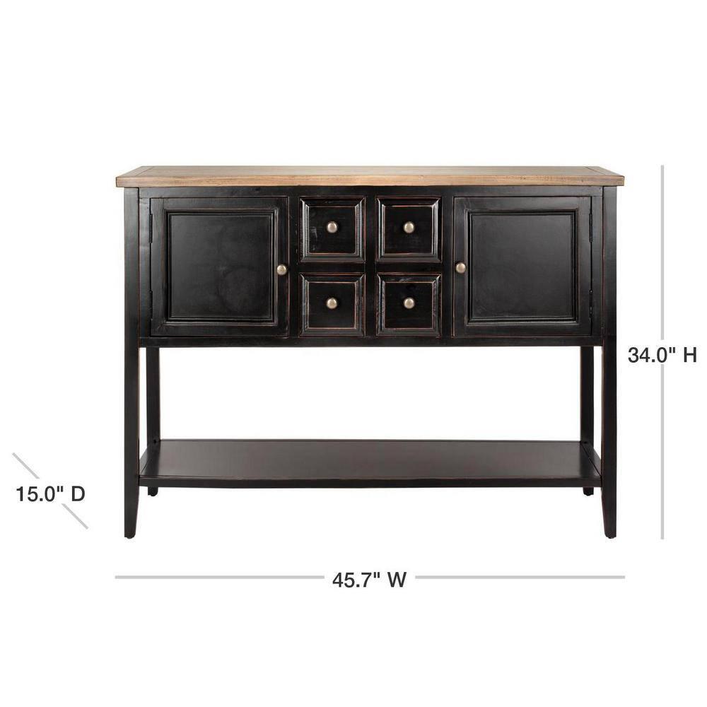 Charlotte Sideboard - Black/Oak Top - Safavieh.