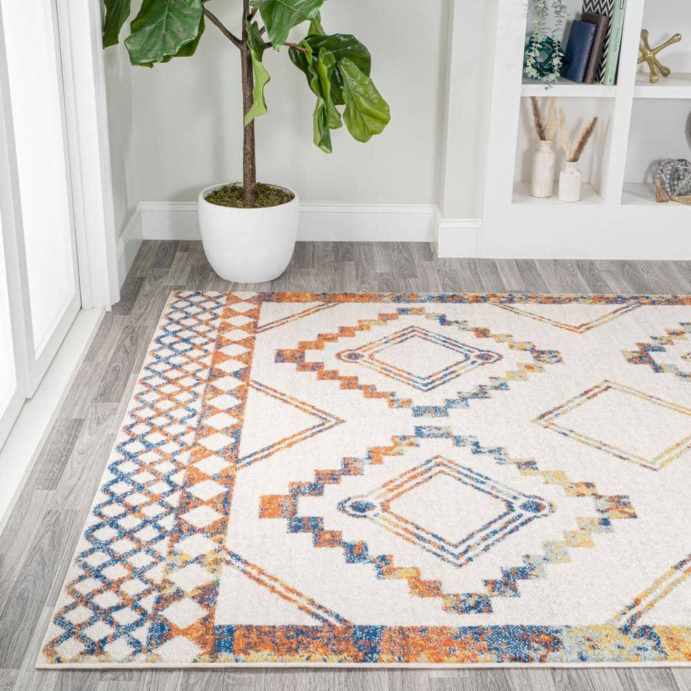 JONATHAN Y Amir Moroccan Beni Souk Ivory/Blue/Orange 5 ft. x 8 ft. Area Rug