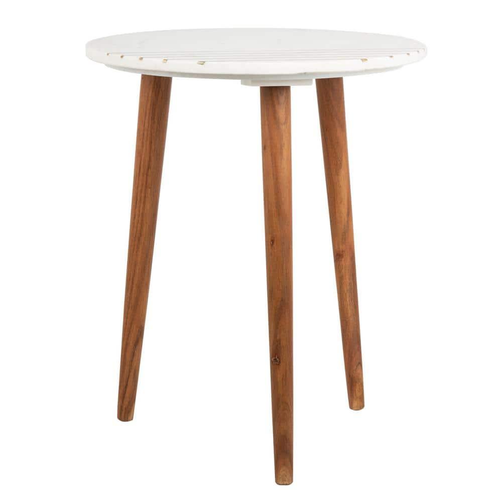 Valerie Marble Accent Table - White Marble/Brass - Safavieh.